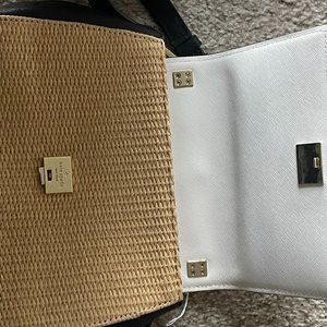 Small shoulder Kate Spade Shoulder bag, Navy, White, and Straw Tweed
